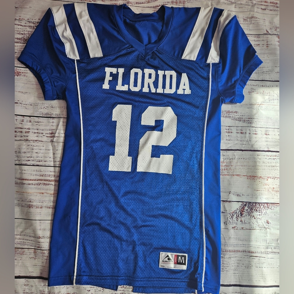 Florida Blue #12 Football Jersey Adult Medium Augusta Sportswear Tail Notch